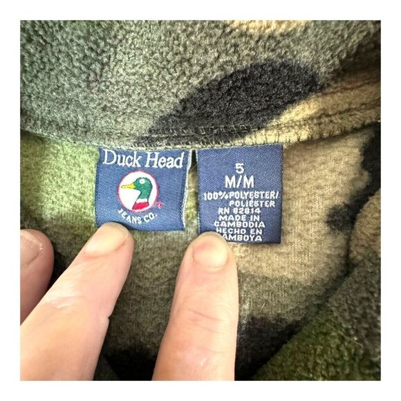 Duck Head Kids Camo Fleece Pullover Half-Zip Size 5 M Youth Sweatshirt Zip Up - Picture 2 of 4